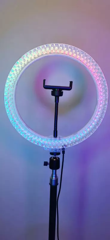Extendable Tripod Stand with Phone Holder RGB 10 inch Selfie Ring Light Circle Crystal Fill Lights