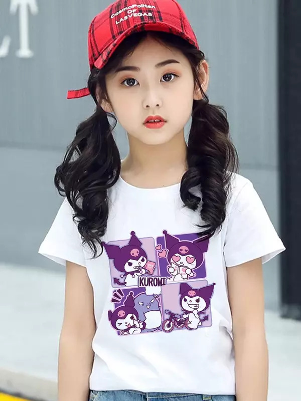 Kuromis Kinderen T-Shirt Hello Kittys Y 2K Kleding Kawaii Anime Grappige Cartoons Jongen Meisje T-Shirts Mode Casual Tops
