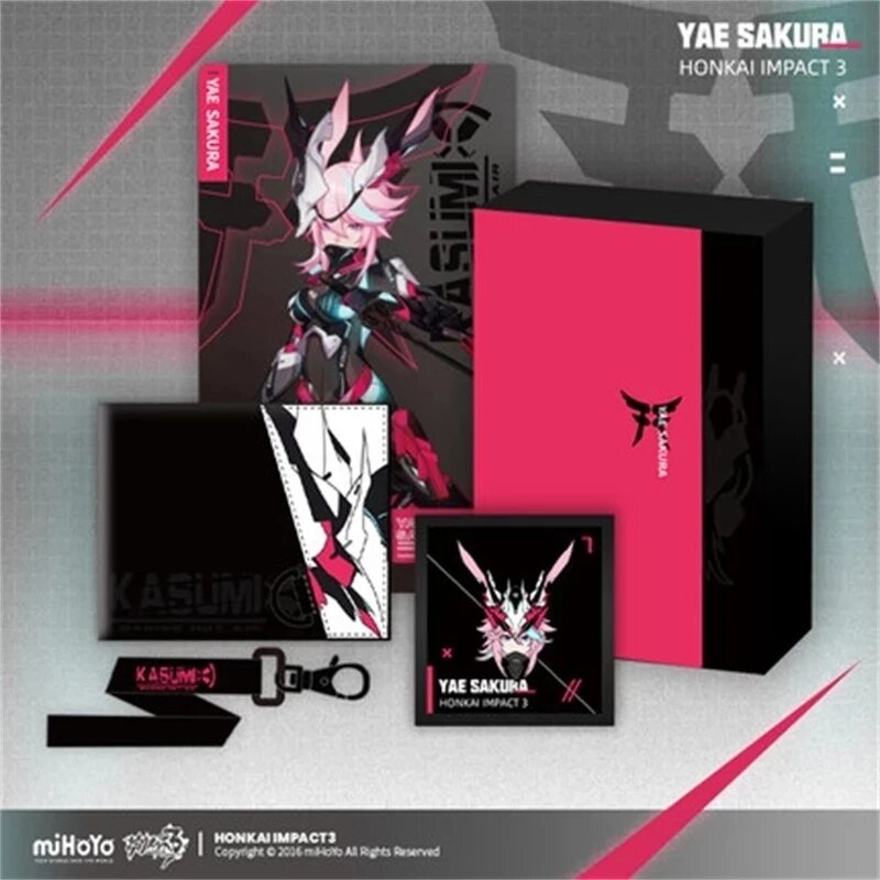 miHoYo Official  Game  Honkai Impact 3 Gife Box Yae Sakura Neon Shade Theme Commemorative Cosplay Props Wallet Badge PVC Poster