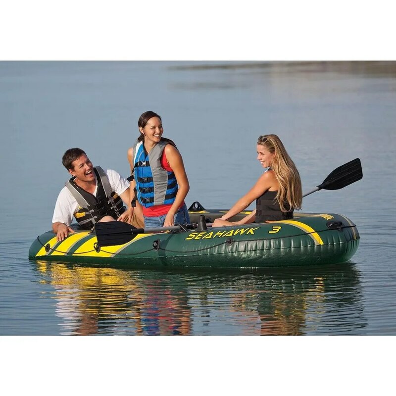 Seahawk Inflatable Boat Series: Includes Deluxe Aluminum Oars and High-Output Pump – SuperStrong PVC