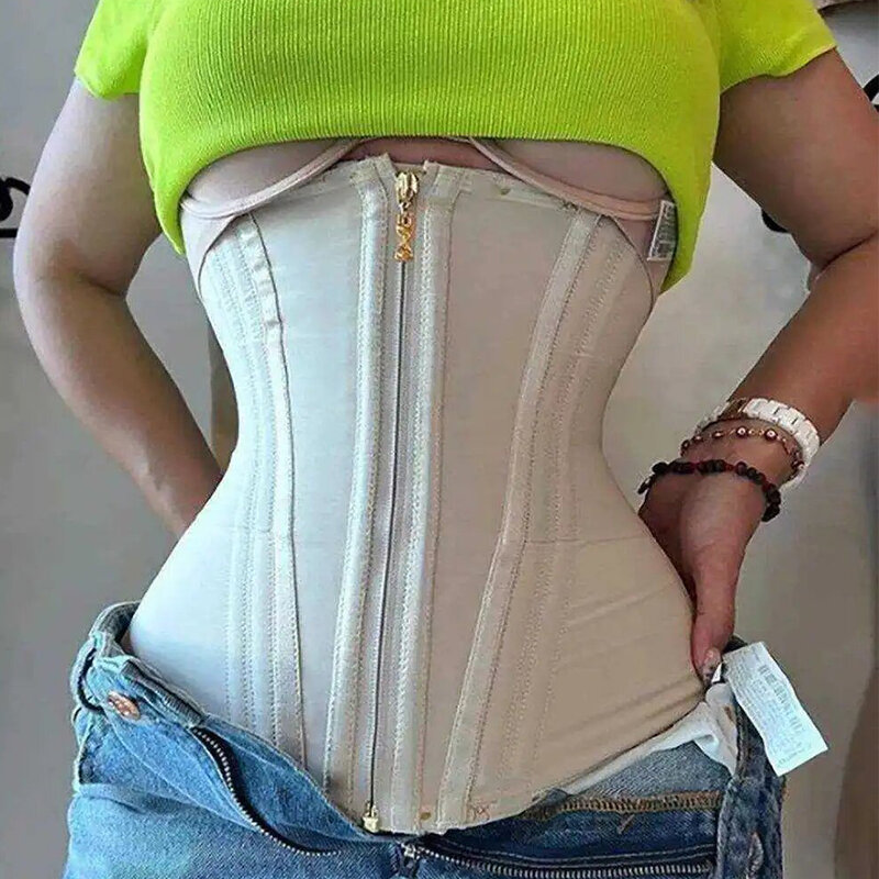 Women Plus Size Fajas Waist Trainer Corset Tummy Control Zipper Vest Body Shaper Cincher Shapewear Slimming Belt Sports Girdle