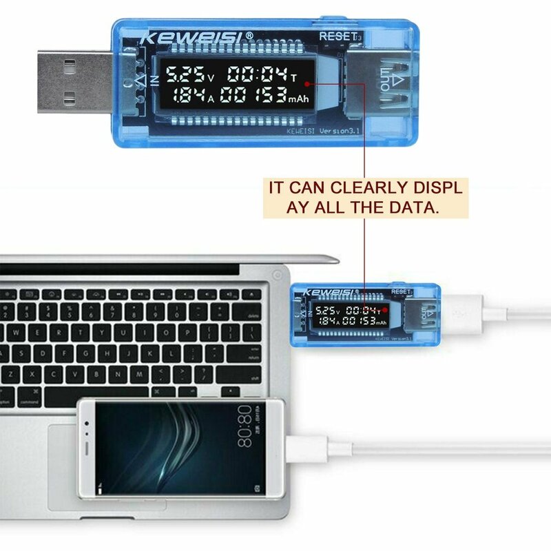LCD USB Détecteur Testeur USB Volts Capacité Test Plug And Play Puissance Banque Testeur Voltmètre Ampèremètre PC Téléphone Analyseur