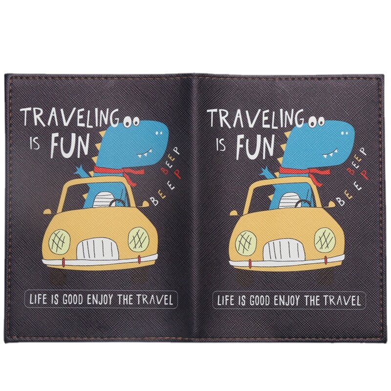 1pc Cartoon Dinosaur Crocodile Passport Cover PU Leather Prints Travel Kit Passport Holder Organizer with ID Credit Card Pocket