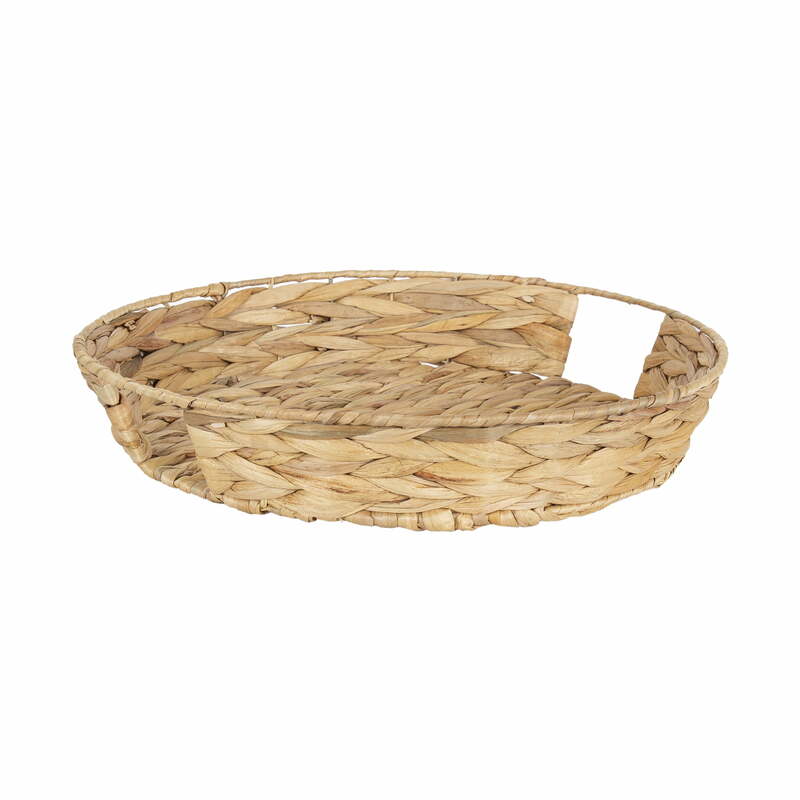 Better Homes & Gardens 16" Round Water Hyacinth Woven Tray, Tan