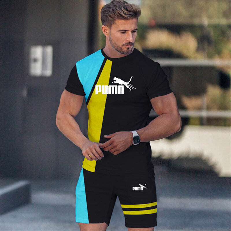 Conjunto de camiseta e shorts de manga curta masculino, conjunto esportivo personalidade moda 3D, novo
