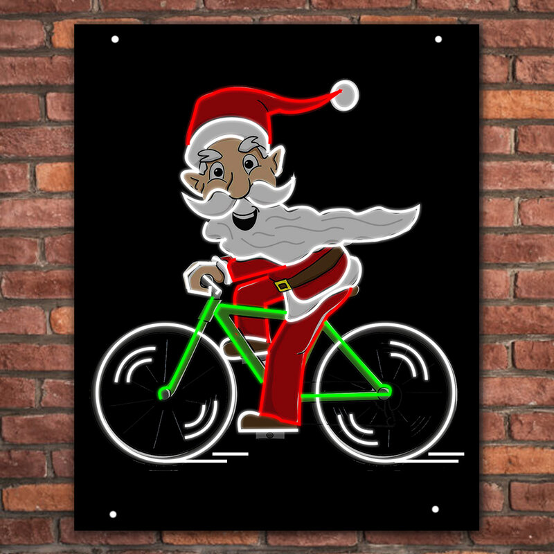 Индивидуальный Санта-Клаус для езды на мотоцикле супер большой неоновый знак для катания на лыжах Новогоднее украшение для дома