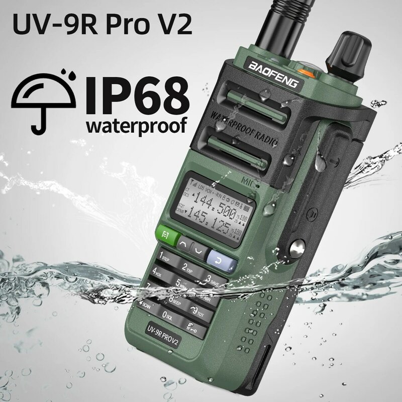 Baofeng-walkie-talkie UV 9R Pro V2, Radio bidireccional, resistente al agua IP68, cargador tri-power tipo C, doble banda, Ham, CB, UV 9R Plus