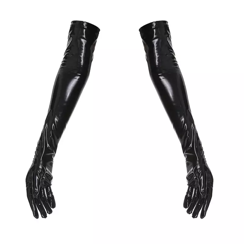 Frauen sexy glänzende Latex Stretch handschuhe Wetlook Leder lange Handschuhe exotische Pole Dance Performance Clubwear Accessoire