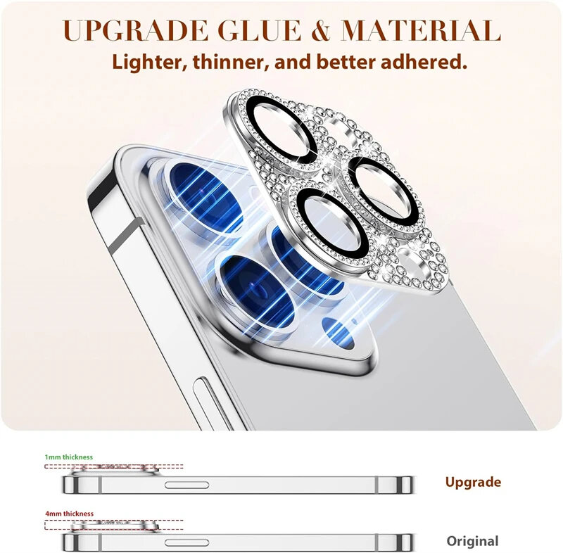Diamond Glitter Camera Lens Protector for IPhone 11 13 14 15 Pro Max 14 Plus 12 Mini 115Pro 3D Rhinestone Glass Lens Accessories