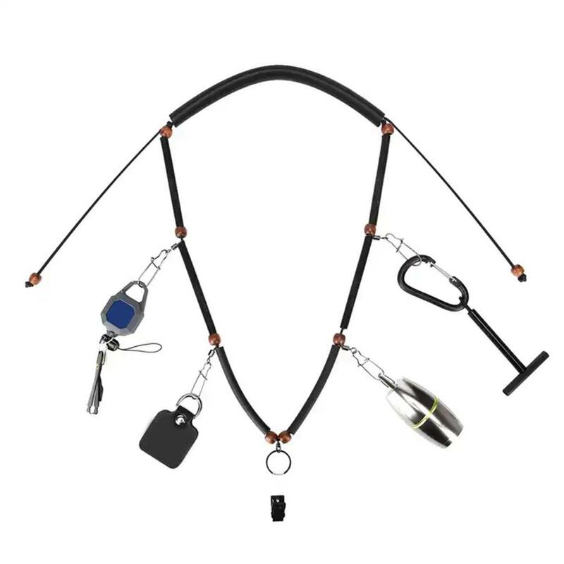 Soporte de herramientas de pesca con mosca, cordón colgante, collar, organizador de accesorios de pesca, correa para el cuello, cordón de pesca con mosca