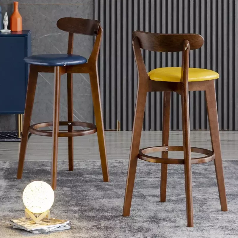 Wooden Wood Bar Stool Home Modern Dining Room Office Stool Nordic Design Luxury Chaises  Decoration