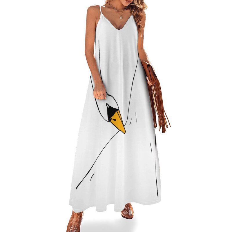 Gaun angsa (Bjork) gaun tanpa lengan dengan gaun lengan panjang musim panas gaun wanita 2024 gaun mewah wanita