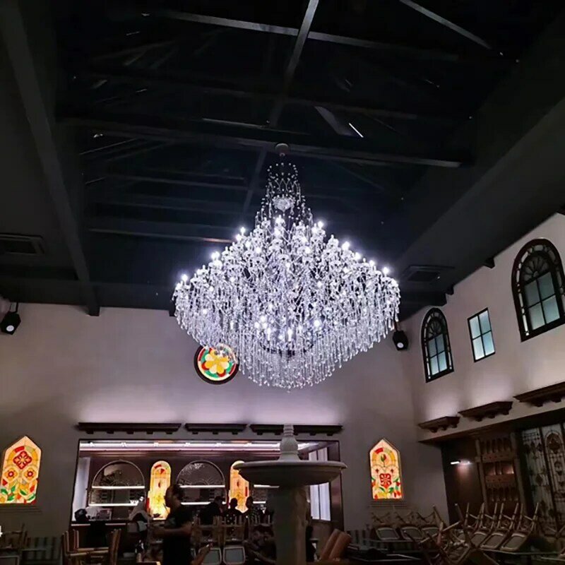 Farol de estilo candelabro de cristal, candelabro grande, luz retro do fumo, iluminação LED, ao ar livre, 140 luzes