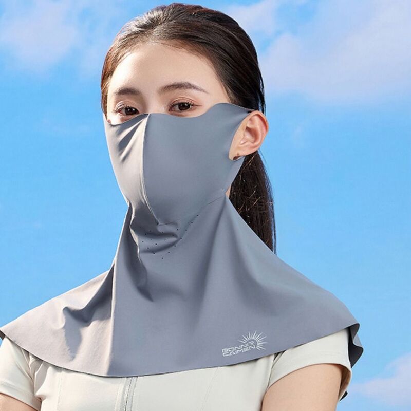 Шелковая Маска для защиты от УФ-лучей, эластичная Солнцезащитная вуаль, шарфы для лица, маска для лица, однотонная маска для шеи, Спортивная маска
