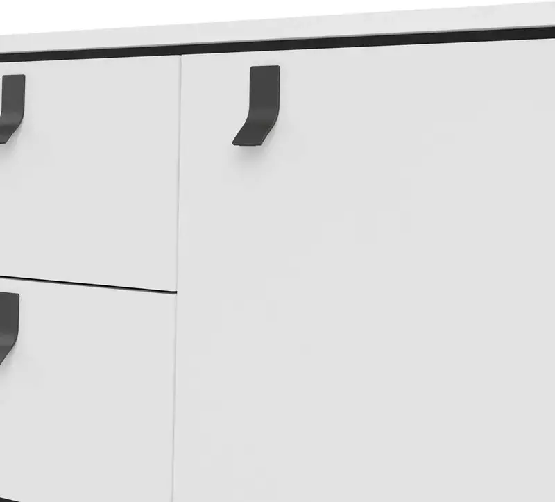 Pintu, 2 papan samping laci, putih Matte/hitam