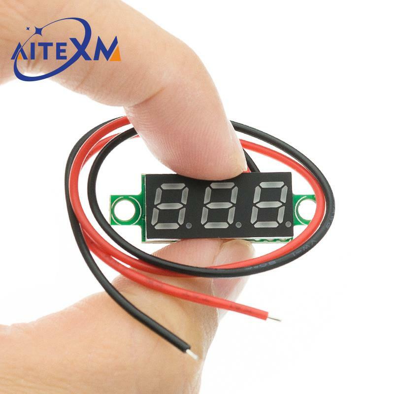 Mini voltímetro Digital de 0,28 pulgadas, medidor de voltaje de 2,5 V-40V, pantalla LED roja/azul/amarilla/verde, accesorios de piezas electrónicas
