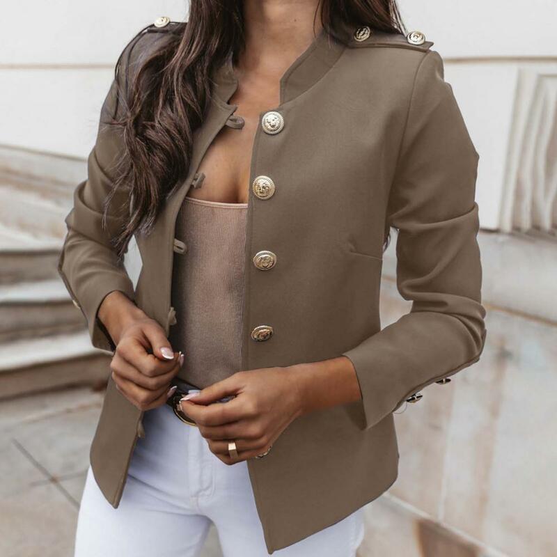 Jaqueta feminina monocromática justa, blazer simples para namoro, casaco de senhora do escritório, roupas para outono e inverno