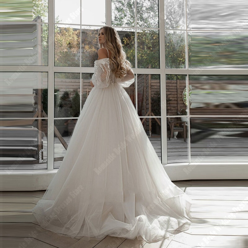 ชุดเดรสแต่งงานคอปกสำหรับผู้หญิงชุดเดรสเจ้าสาวผ้าทูลสีสดใสชุดกระโปรงยาวผูกเชือก2024เจ้าหญิง