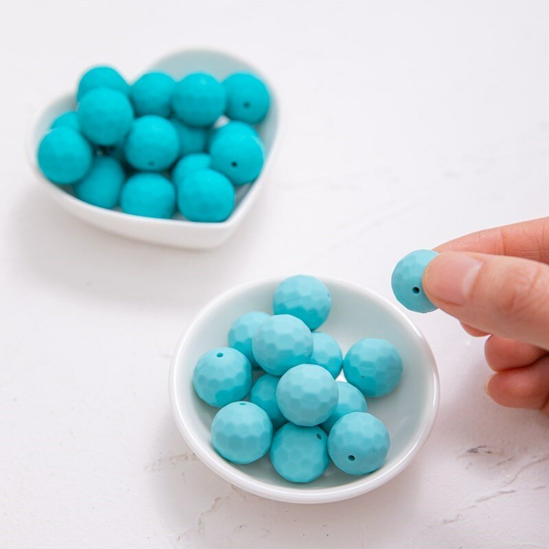 50PCS 15MM Silicone Beads Food Grade Polyhedral Silicone Beads BPA Free Baby Teether Chewing Toys DIY Teething Accessories