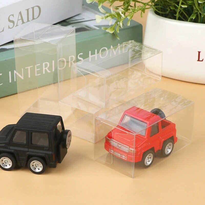 صندوق عرض نموذج سيارة ، علبة واقية شفافة ، غطاء غبار بولي كلوريد الفينيل ، حامل التخزين ، 1:64 ، 2 قطعة