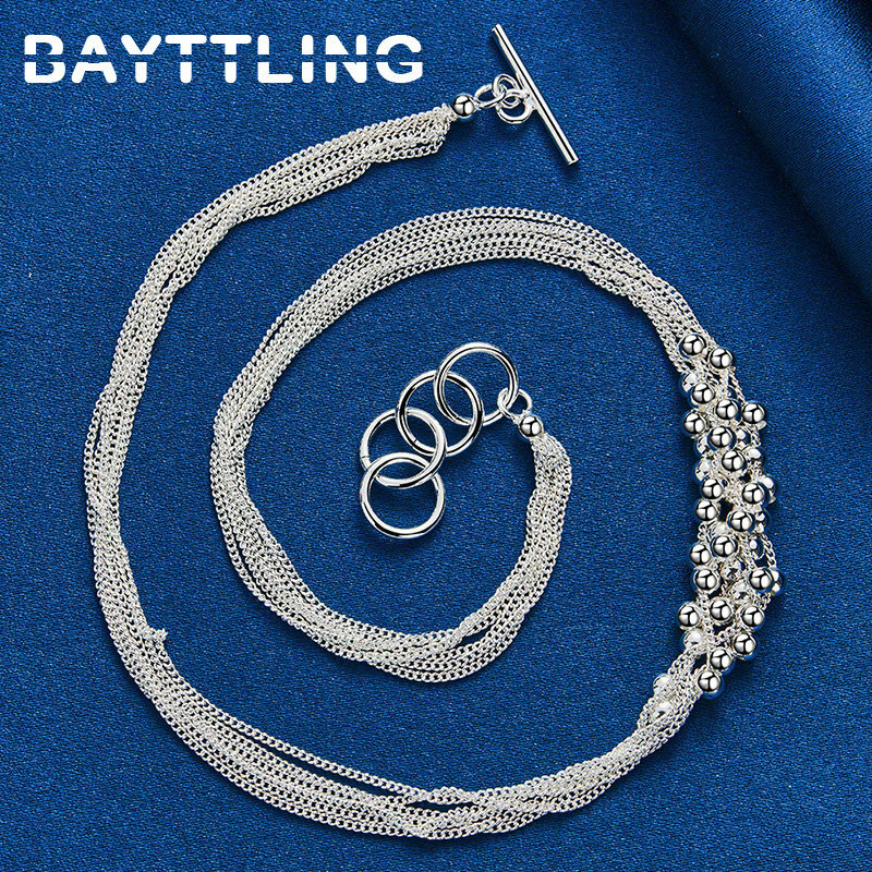 925 srebro 18 cali wykwintne frędzle korale naszyjnik dla kobiet moda biżuteria na przyjęcie zaręczynowe prezenty akcesoria