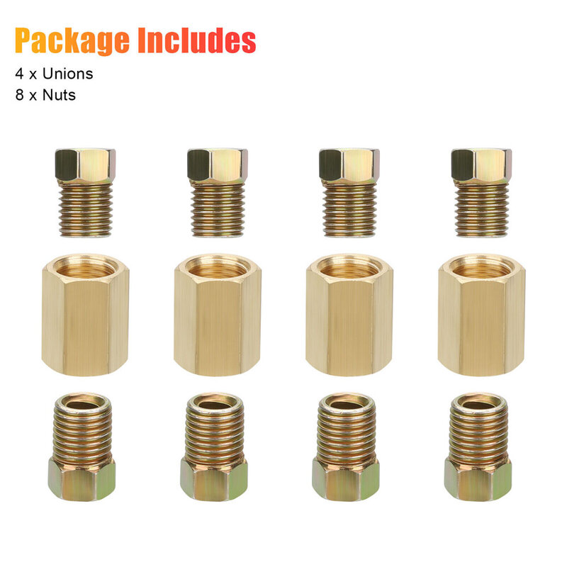 4 Sets 3/16 "Od Hydraulische Remleidingen Pijp 33X10Mm Messing Remleiding Unie Fittings Straight Reducer compressie Kits Connector