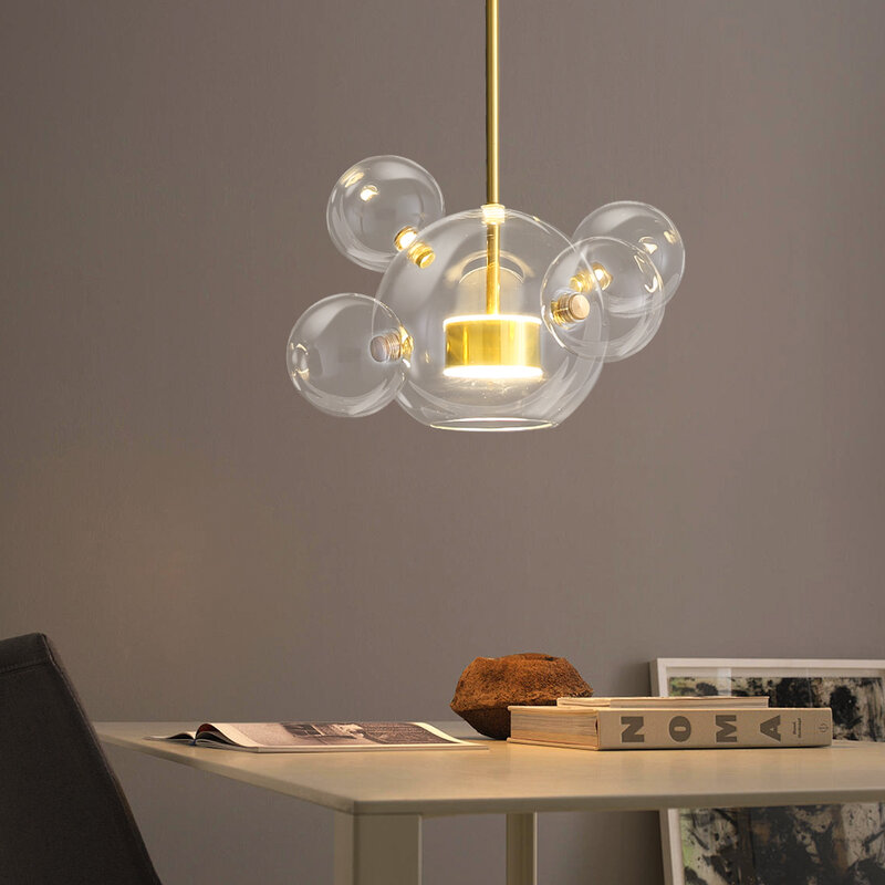 Artpad-LED Chandelier for Living Room, Iluminação Glass Bubble, Lâmpadas Suspensas, Decoração de Teto, Iluminação Doméstica