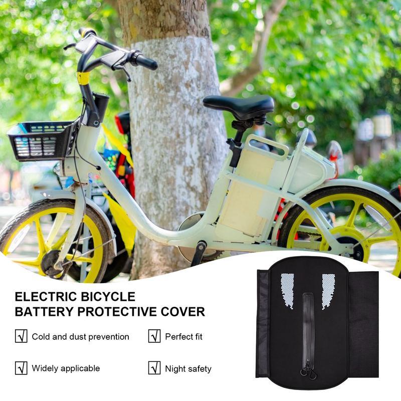 Funda de batería para bicicleta eléctrica, cubierta impermeable con tiras reflectantes, almacenamiento estable para bicicleta eléctrica, a prueba de polvo, para lluvia