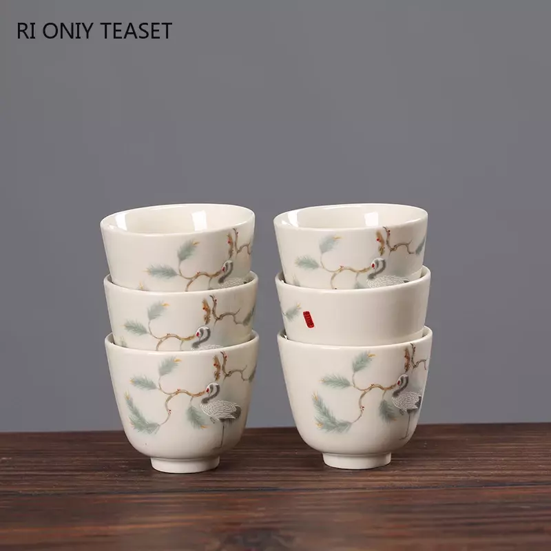 Taza de meditación de viaje de cerámica tradicional china, exquisita taza de té pintada a mano, accesorios de juego de té Pu'er Master, 50ml
