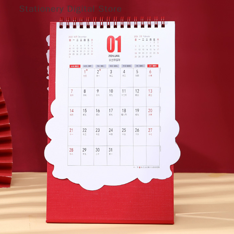 2024 Chinees Drakenjaar Schattige Creatieve Bureaukalender Mini Desktop Papieren Kalender Nieuwjaarscadeau