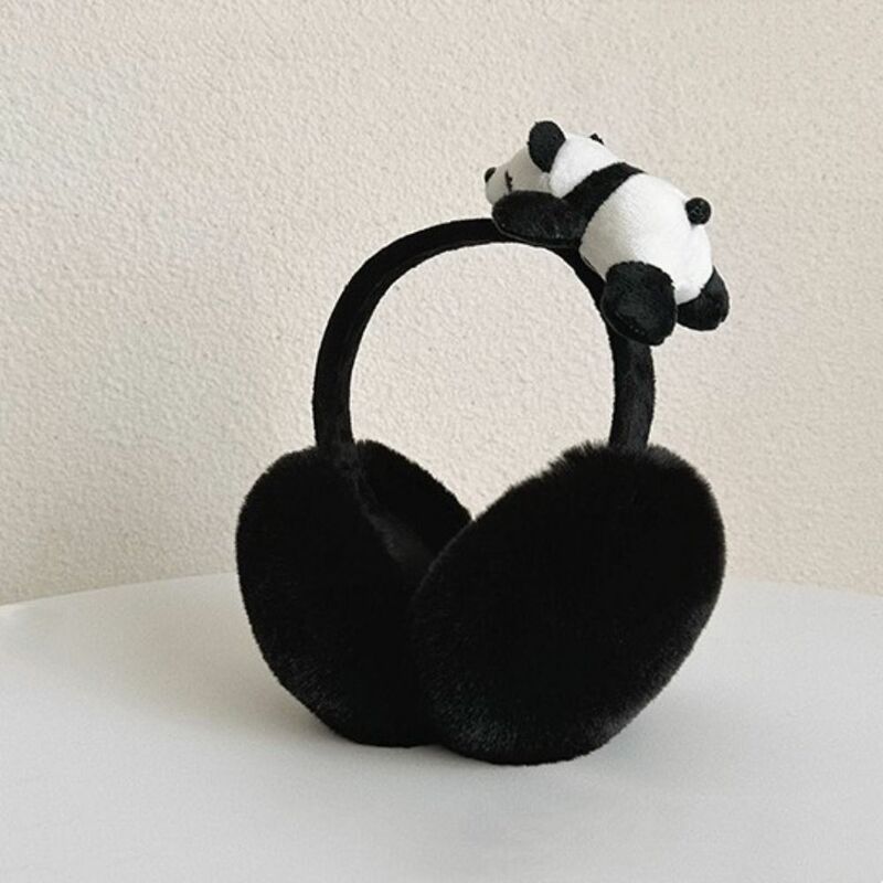 Miękki pluszowy podgrzewacz uszu uroczy ochrona przed zimnem w kształcie pandy nauszniki składany wiatroszczelny osłona uszu mężczyzn
