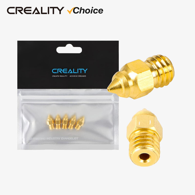 Creality 5Pcs/Set 0.2/0.4/0.6/0.8/1.0mm Hotend Extruder Brass Nozzles for CR-6 SE/Ender-3 Series/Ender 5 Series Printer