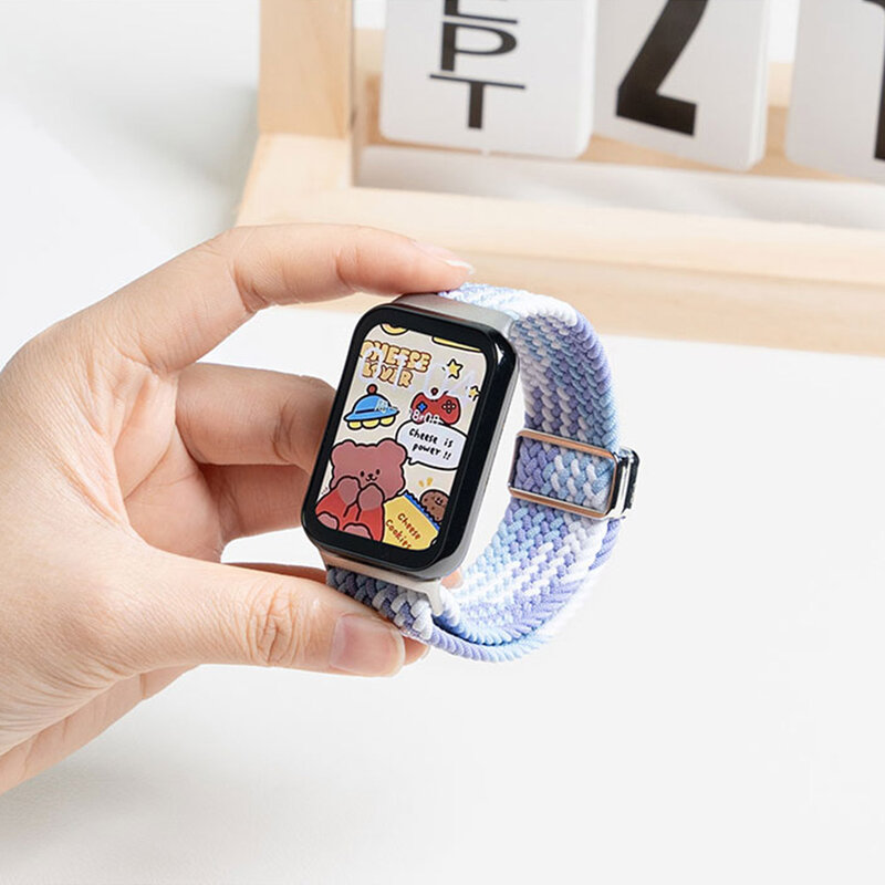 Pulseira de nylon para Xiaomi Redmi Watch 4, pulseira ajustável, pulseira elástica, banda magnética, iWatch Mi Band 8 Pro Acessórios
