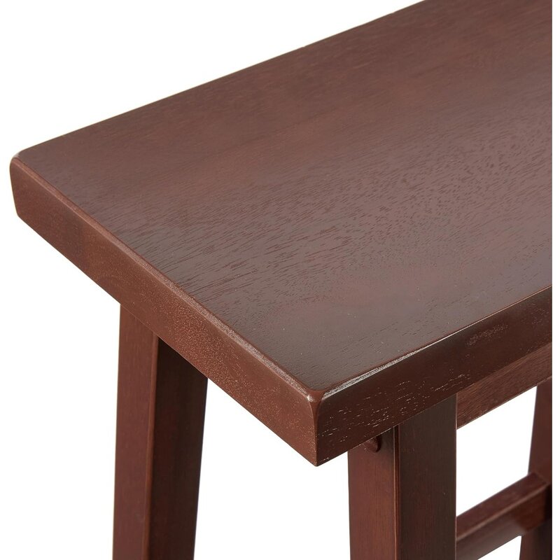 Solid Wood Saddle-Seat Kitchen Counter-Height Stool, 24-Inch Height, Walnut Finish - Set of 2