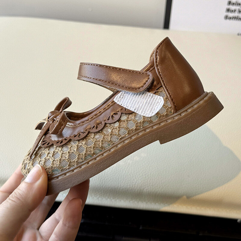 2024 Summer New Children Fashion Sandals for Girls Comfortable Breathable Korean Style Cut-outs Non-slip Bowtie Beach Shoes