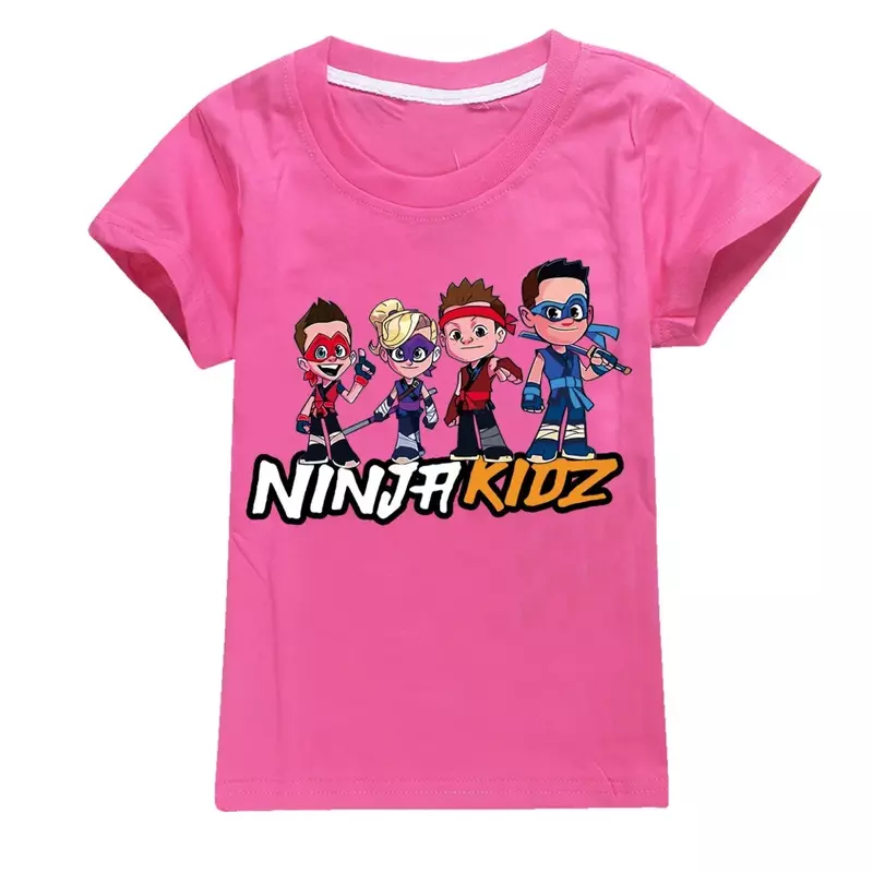 NINJA KIDZ-Camiseta de verão de criança, roupas para adolescentes, camisetas de algodão infantil, Boutique Kids Tees, Tops O-pescoço, quente vendido, 2024