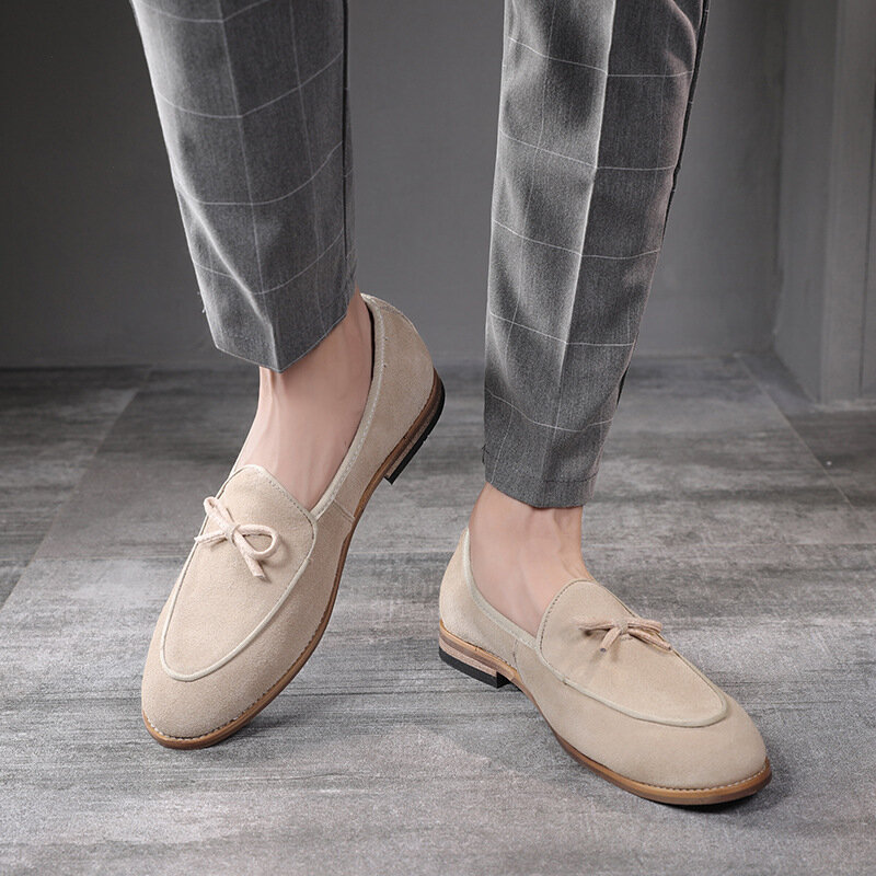 Mocasines De ante para Hombre, Zapatos De Vestir italianos, calzado De oficina, 2024