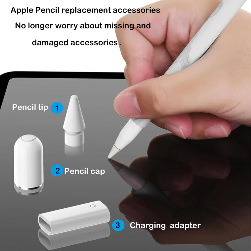 Compatible with Apple Pencil Tip / Magnetic Replacement Cap / Charging Adapter For Apple Pencil 1st Generation iPad Accessories