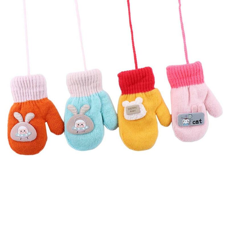 Sarung tangan rajut bayi perempuan, sarung tangan hangat dipertebal untuk balita bayi