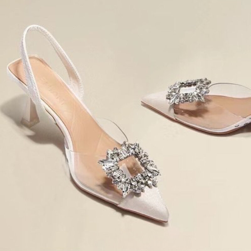 Bcebyl Frühlings-und Herbst mode neue sexy Bankett bequeme kristall transparente einfarbige spitze Zehen Damen High Heels