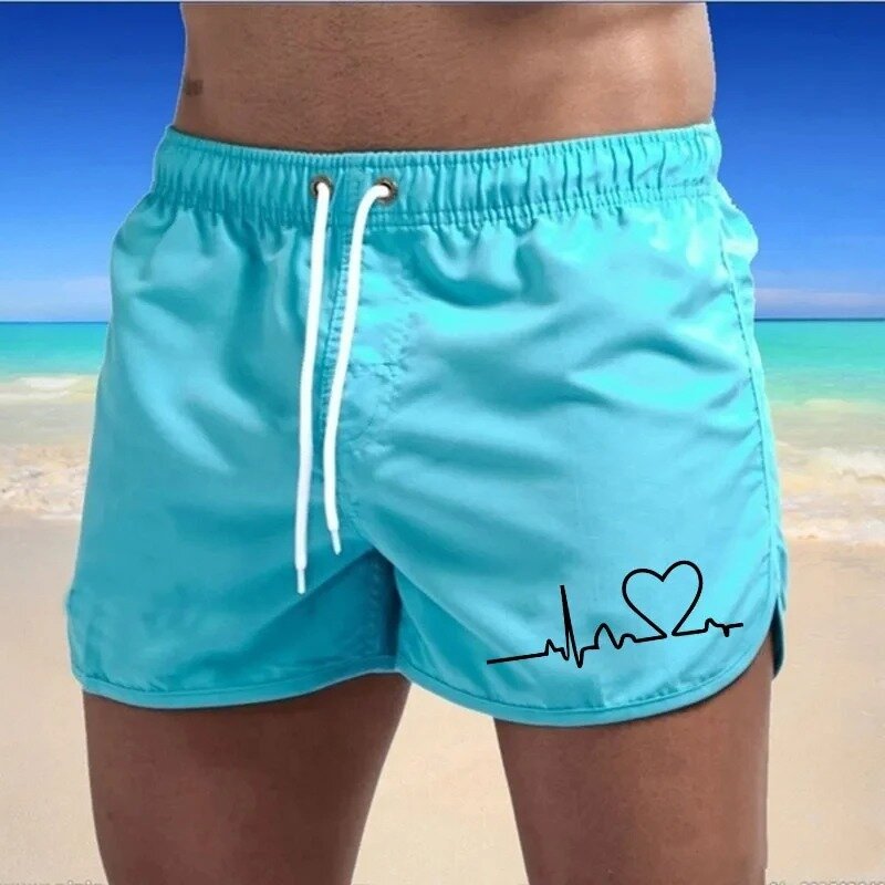 Shorts leves de cintura baixa com secagem rápida masculino, shorts de praia sexy, shorts da moda masculina, prancha de verão, esportiva, 2024