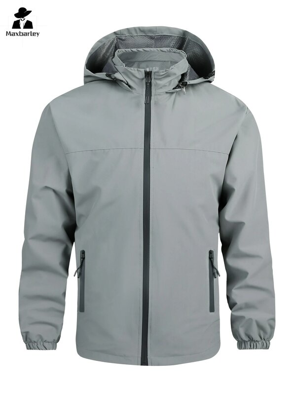 Outdoor Waterproof Windbreaker Men's Tactical Detachable Cap Camping Fishing Coat New Spring plus size Casual Lightweight Jacket