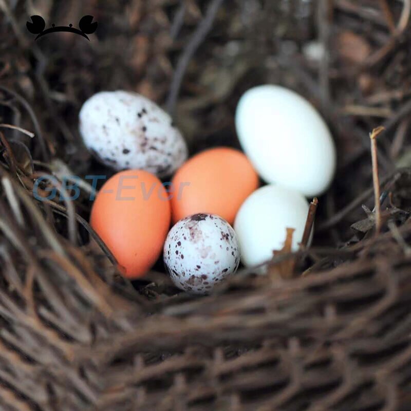 4 Stuks Mini Eieren/1 Stuks Vogel Nest Miniatuur Beeldje Speelgoed Ambachten Kunstmatige Vogels Nest Simulatie Eieren Sprookjesachtige Tuin Accessoires