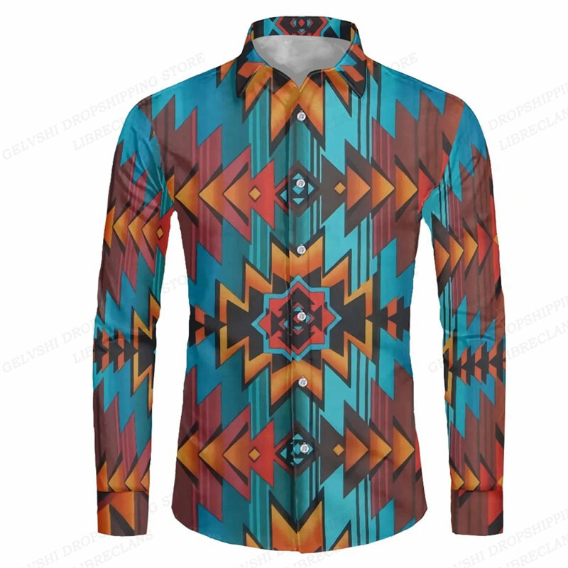 New Men's Button Shirt Dashiki African Print Long Sleeve Shirts Tops Traditional Couple Clothes Hip Hop Ethnic Style Clothing