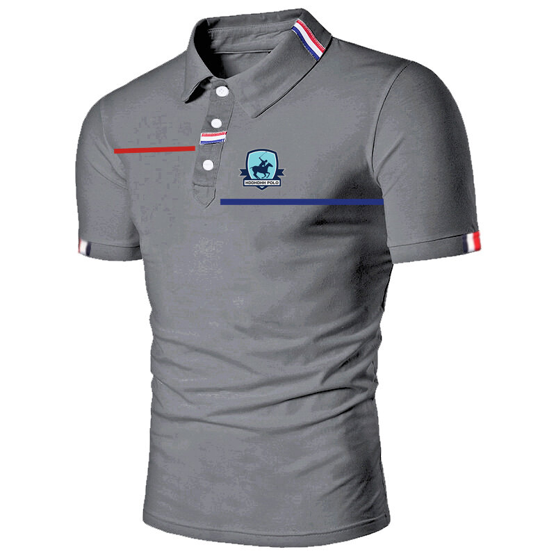 HDDHDHH Brand Print Summer Short Sleeve Polo Shirt Men Fashion Casual Slim Solid Color Business T-shirt Men's Clothing
