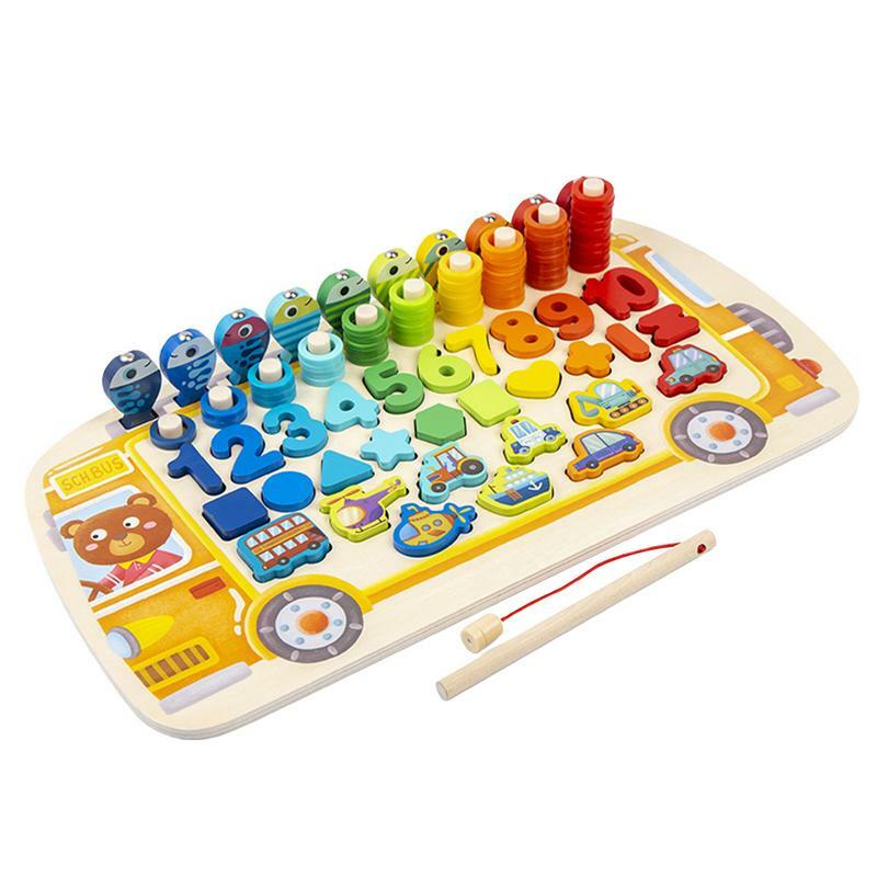 Number Puzzle Shape Sorting Fishing Game Preschool Learning Fine Motor Skills Game Toddlers Montessori Educational Toys
