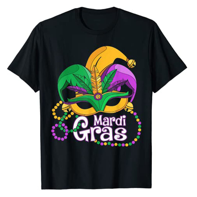 Kaus Mardi Gras Pakaian Parade Mardi Gras Masker Manik-manik Pakaian Bulu untuk Wanita Pria Atasan Kaus Anak-anak Hadiah Penjualan Terbaik