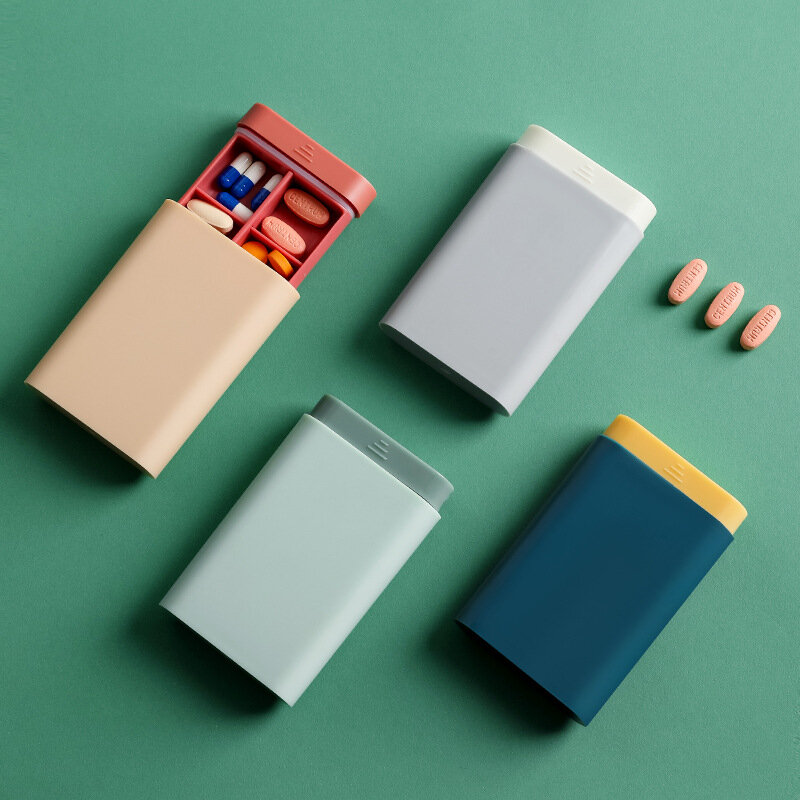 Mini boîte à pilules portable, boîte à médicaments, 6 grilles, boîte de rangement, conteneur, boîte à médicaments hebdomadaire, distributeur de pilules