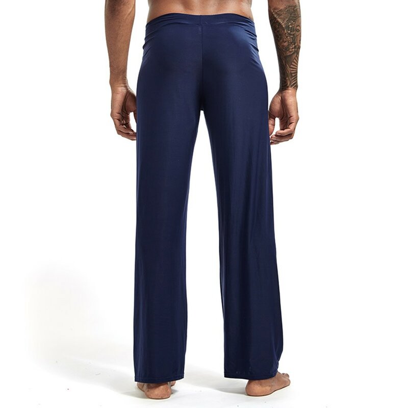 Men’s Ice Silk Long Lounge Bottoms Pants Homewear Breathable Soft Sleepwear Pajamas Yoga Trousers Casual Loose Nightwear