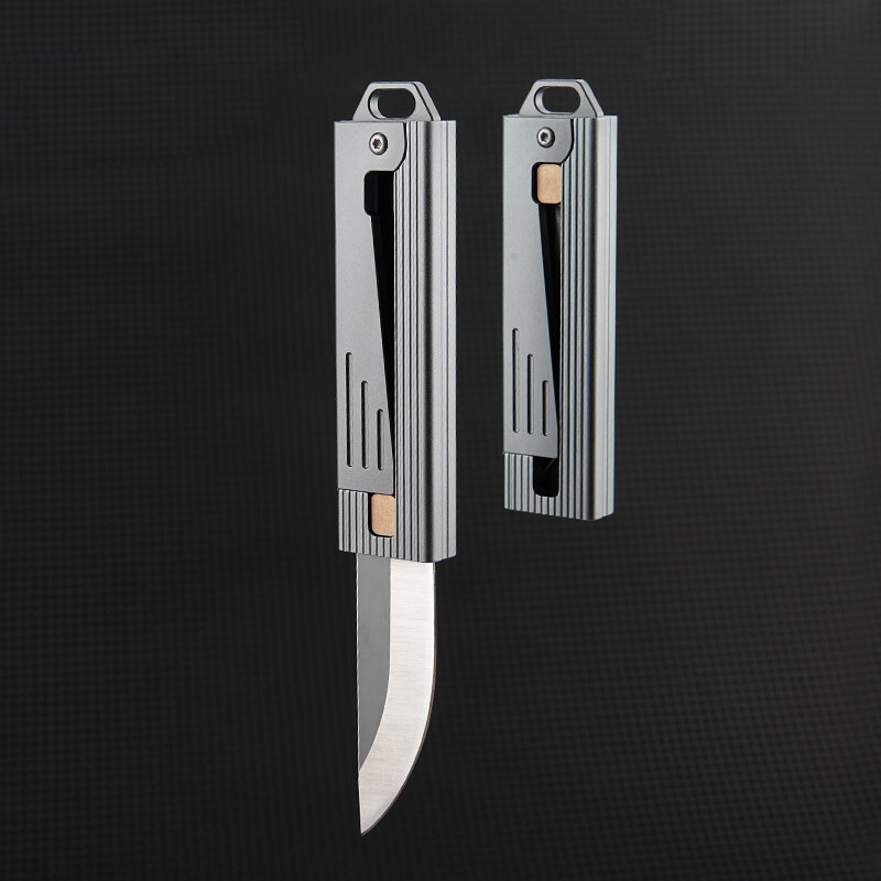 Mini D2 Lâmina de liga de alumínio Handle Knife, Gravity Lock, Outdoor Unboxing portátil, auto-defesa, pequena faca, Novo